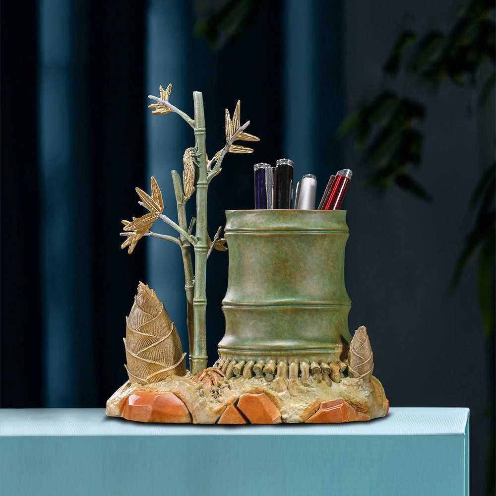 Brass Wealth Bamboo Pen Holder