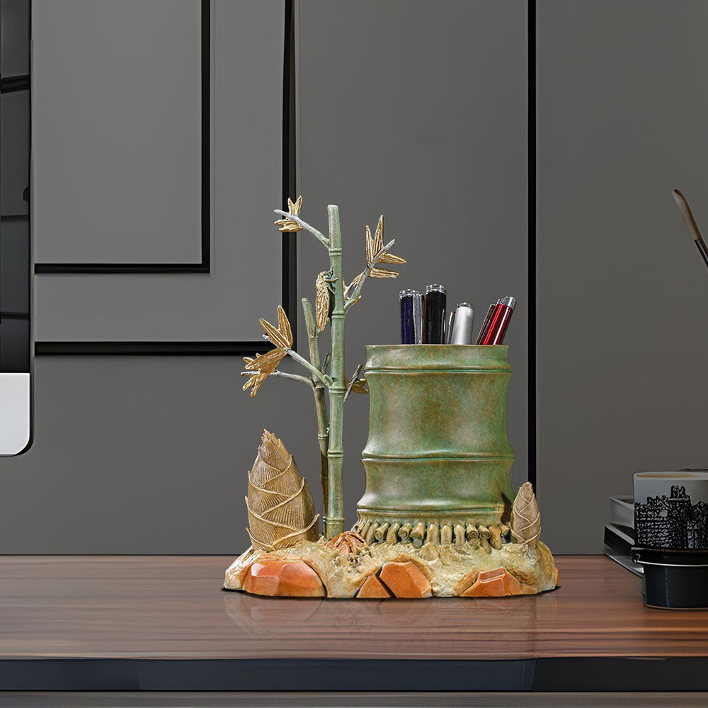 Brass Wealth Bamboo Pen Holder