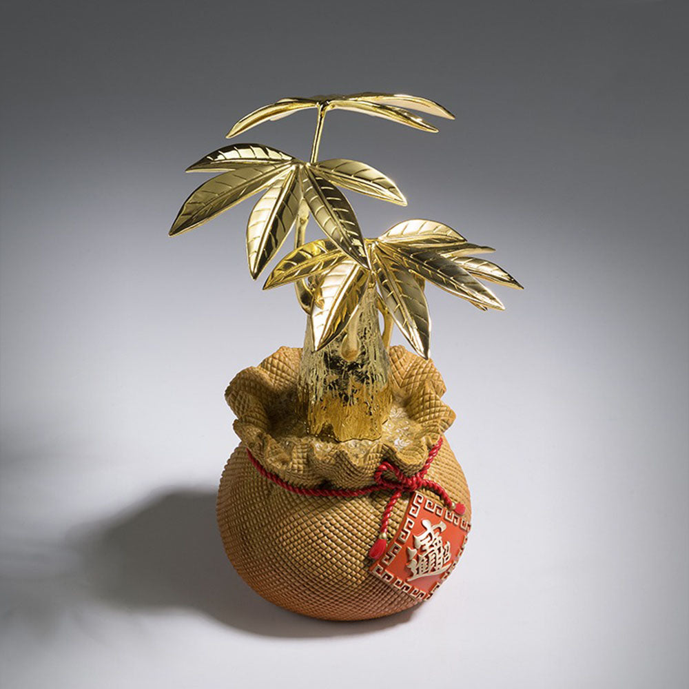 Golden Brass Money Tree With Lucky Bag
