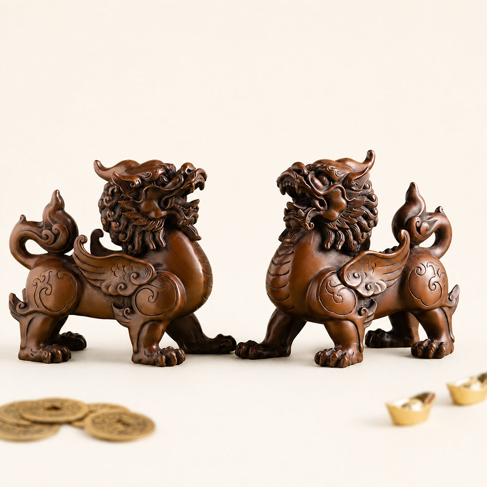 Bronze Pixiu Pair Feng Shui Wealth and Protection Decor