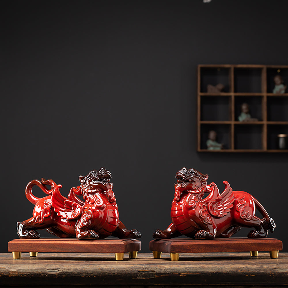 Ceramic Pixiu Pair Feng Shui Decor