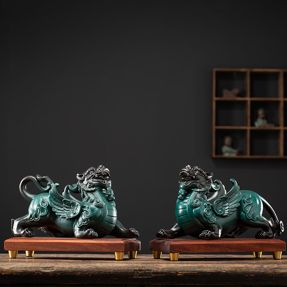 Ceramic Pixiu Pair Feng Shui Decor