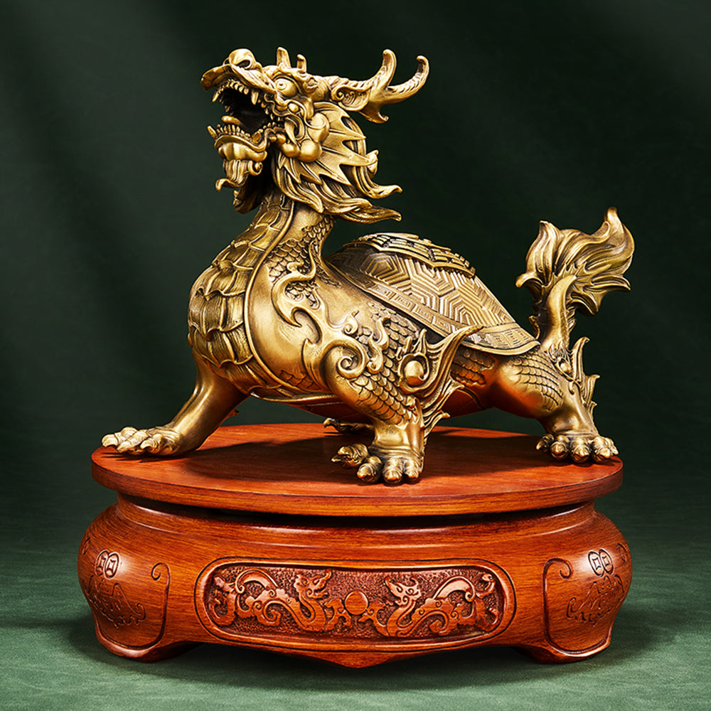 Feng Shui Brass Dragon Turtle