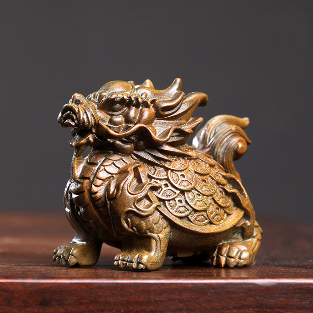 Natural Green Sandalwood Dragon Turtle