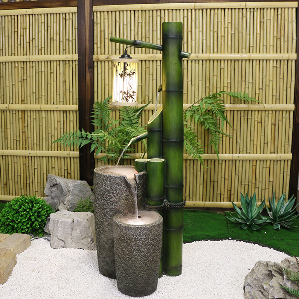 Bamboo Style with Hanging Lantern Water Fountain