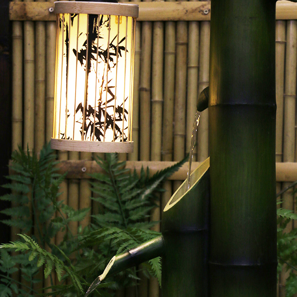 Bamboo Style with Hanging Lantern Water Fountain