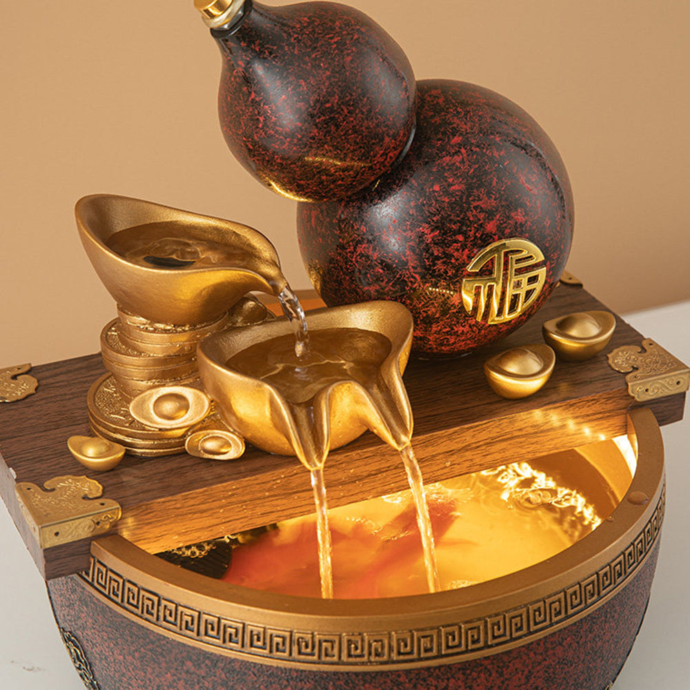 Gold Ingot Gourd Tabletop Water Fountain