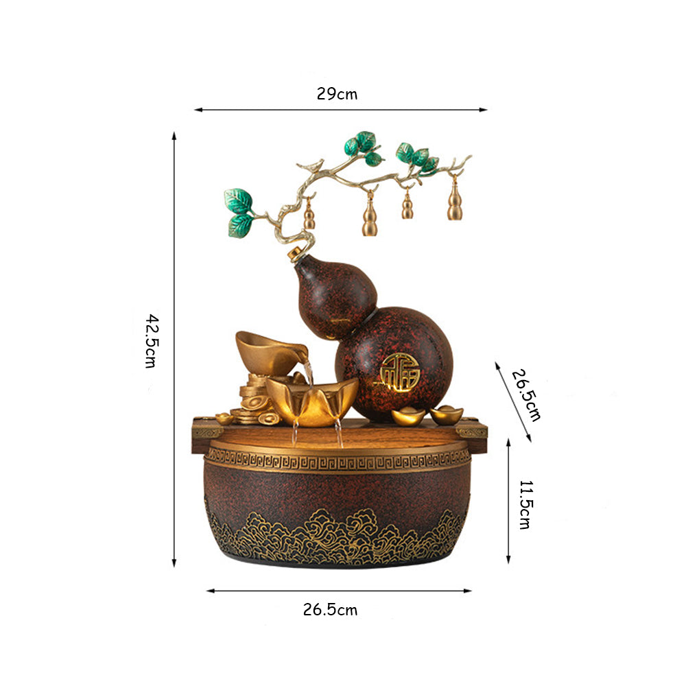 Gold Ingot Gourd Tabletop Water Fountain