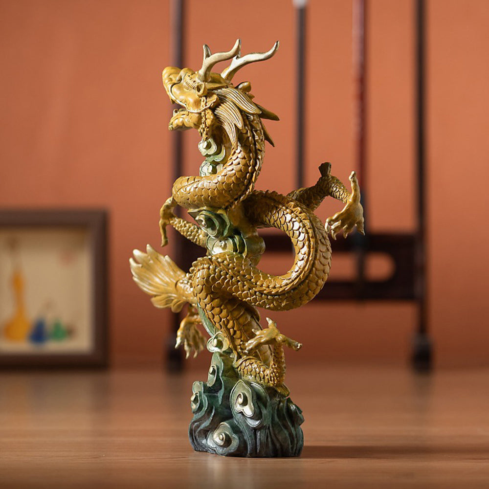 Brass Rising Dragon Statue