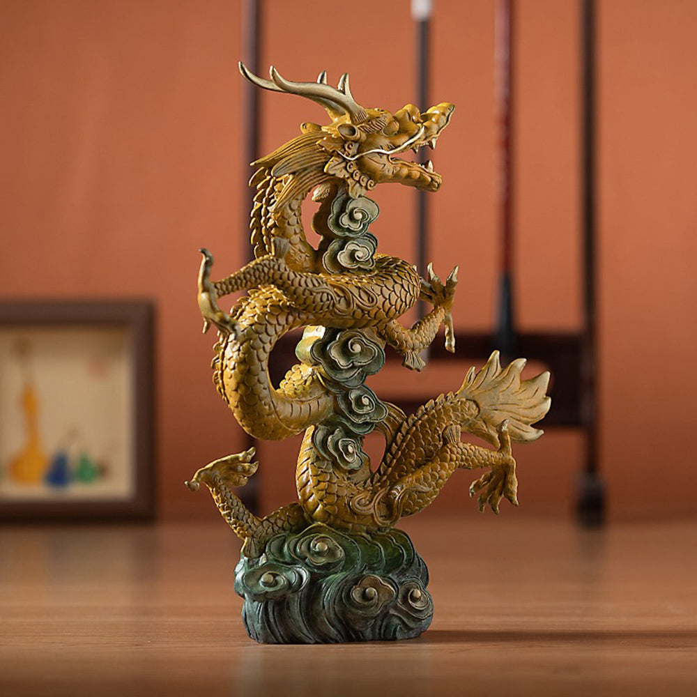 Brass Rising Dragon Statue