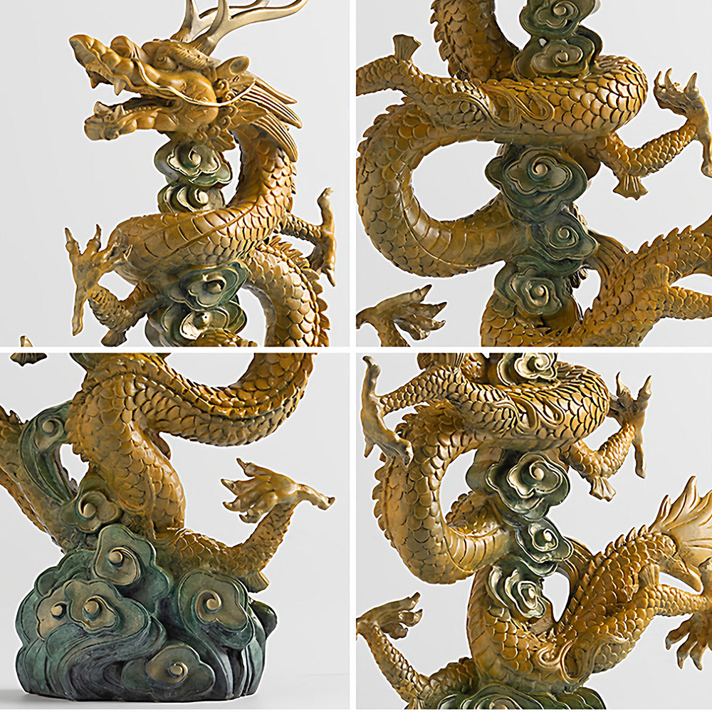 Brass Rising Dragon Statue