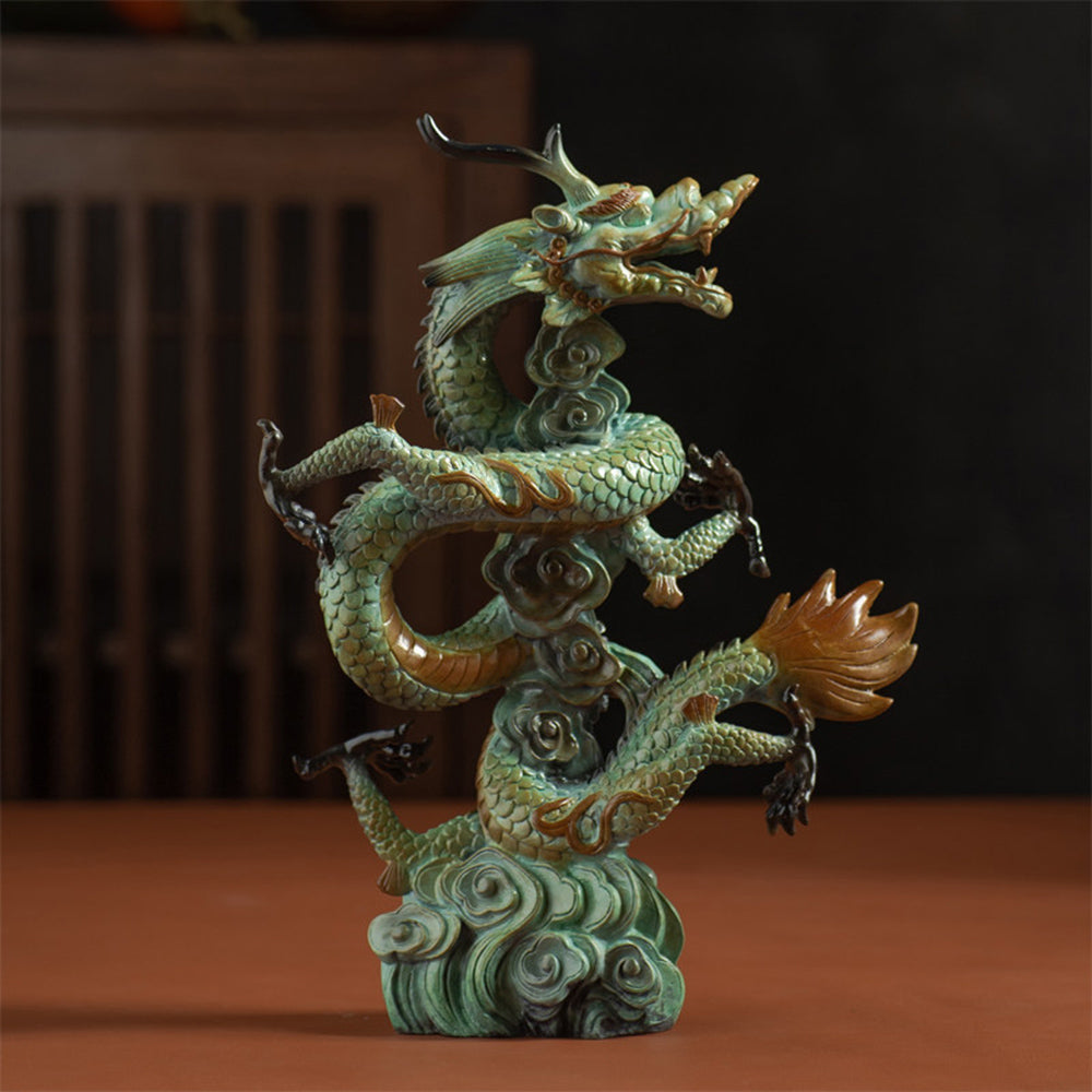 Brass Rising Dragon Statue
