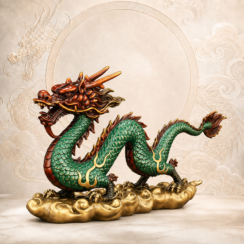 Copper Cloud Dragon Statue