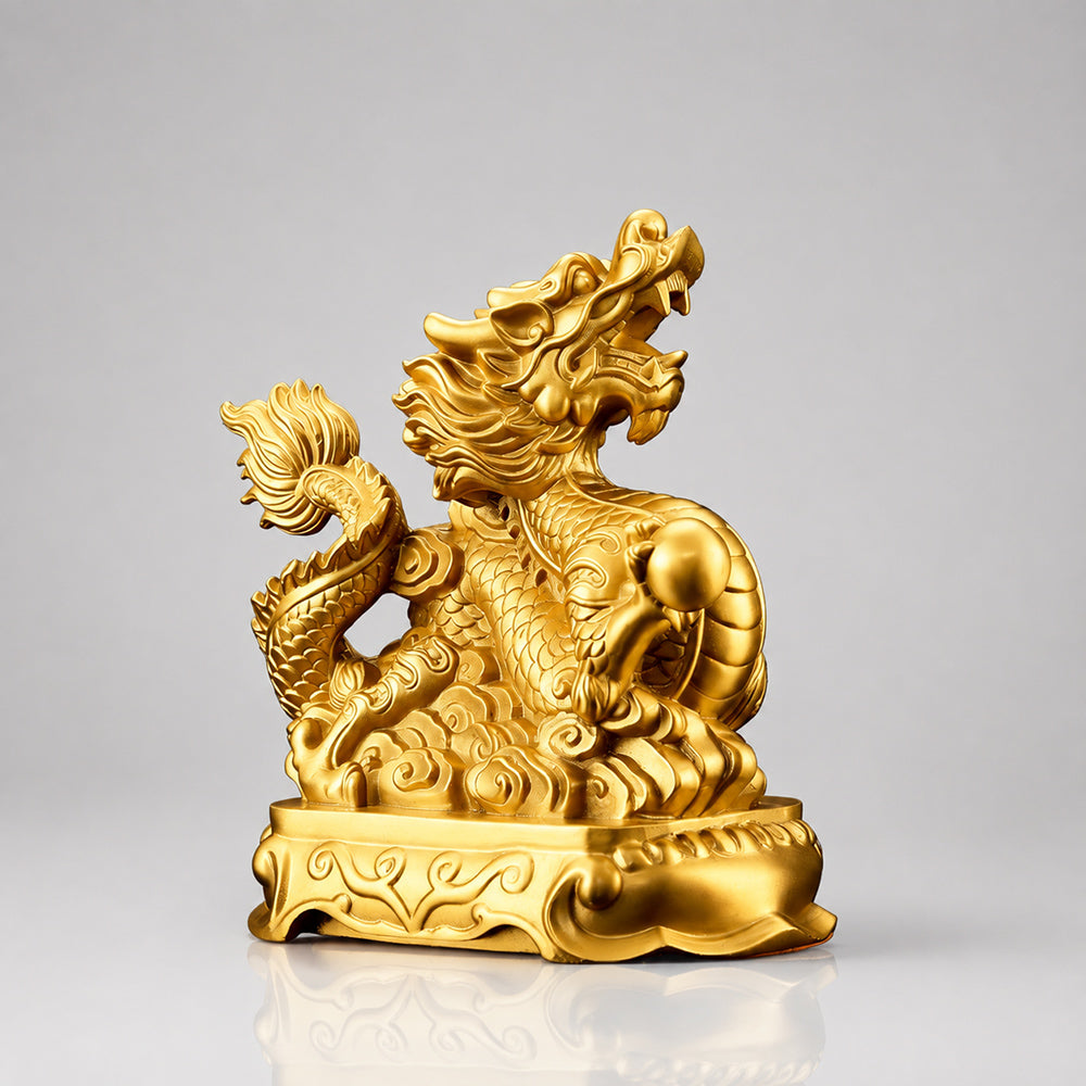 Brass Prosperity Dragon Statue