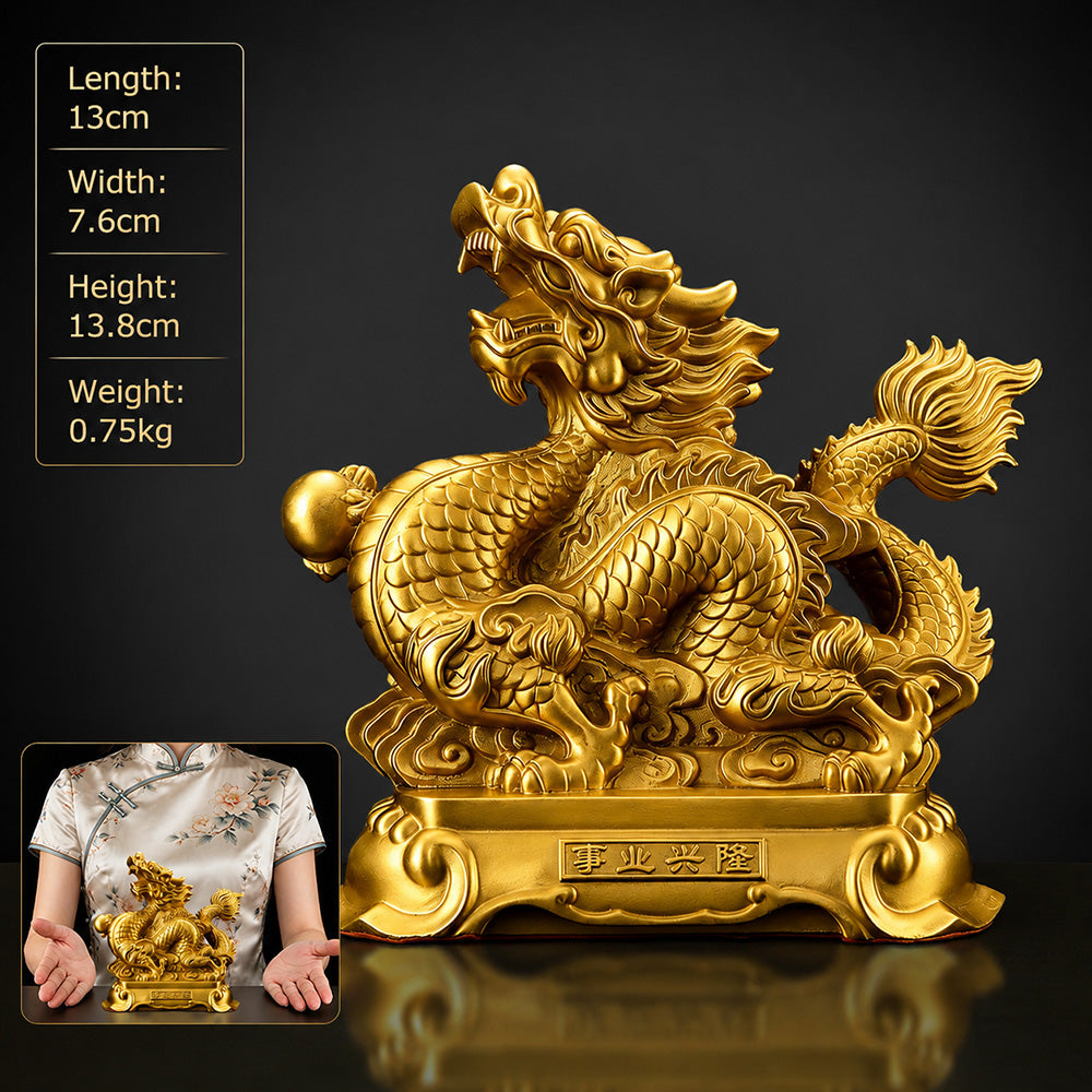 Brass Prosperity Dragon Statue