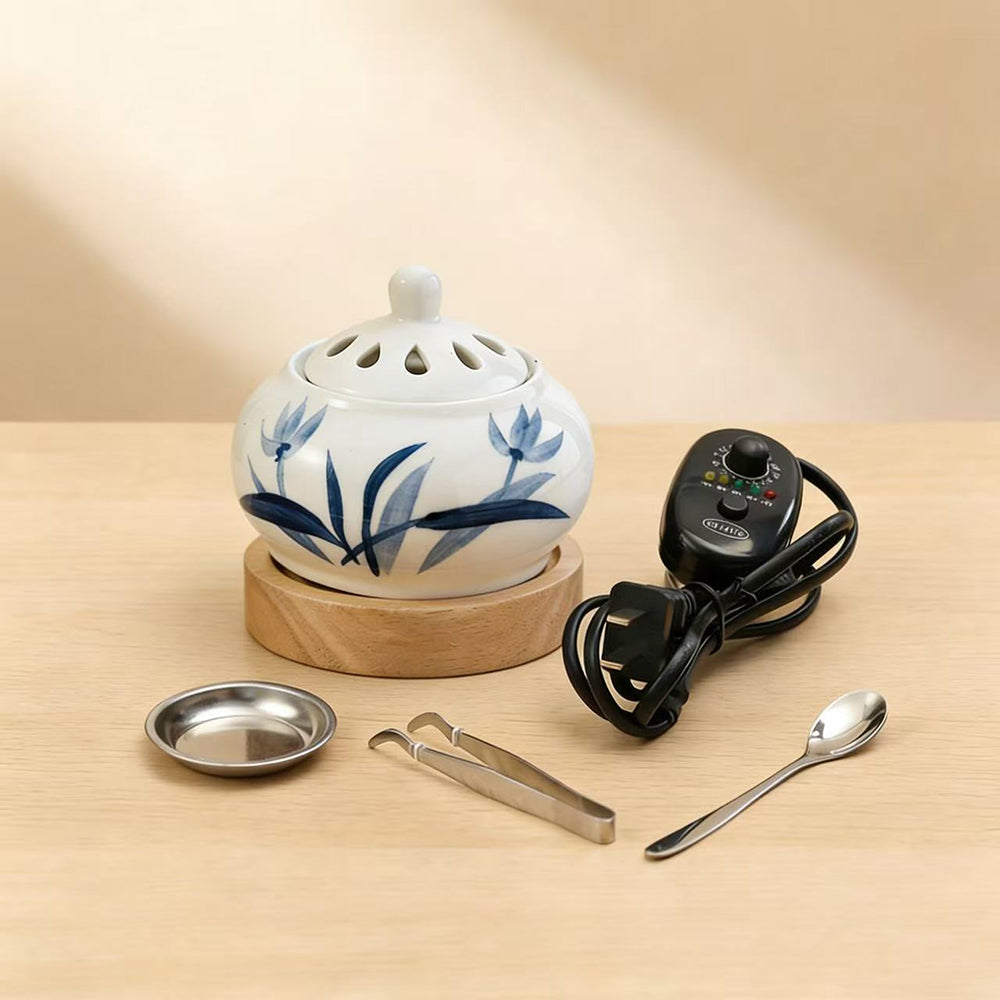 AC110V AC220V Hand-Painted Orchid Design Electrical Incense Burner