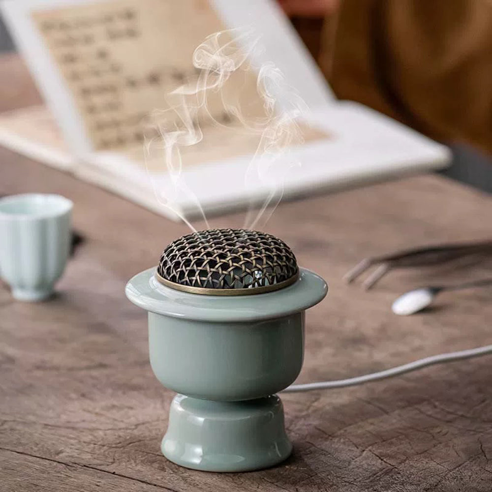 Green Porcelain Electric Incense Burner