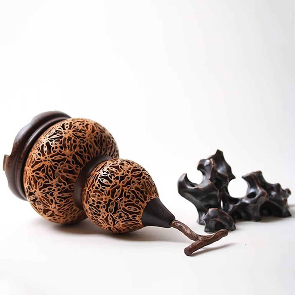 Handmade Wooden Incense Burner in Walnut Gourd Shape