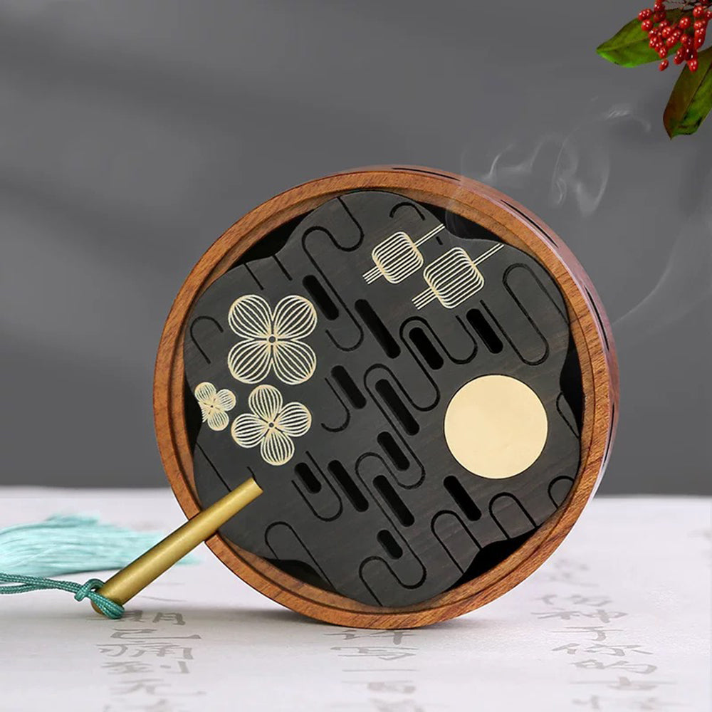 Traditional Fan-shaped Wooden Incense Box