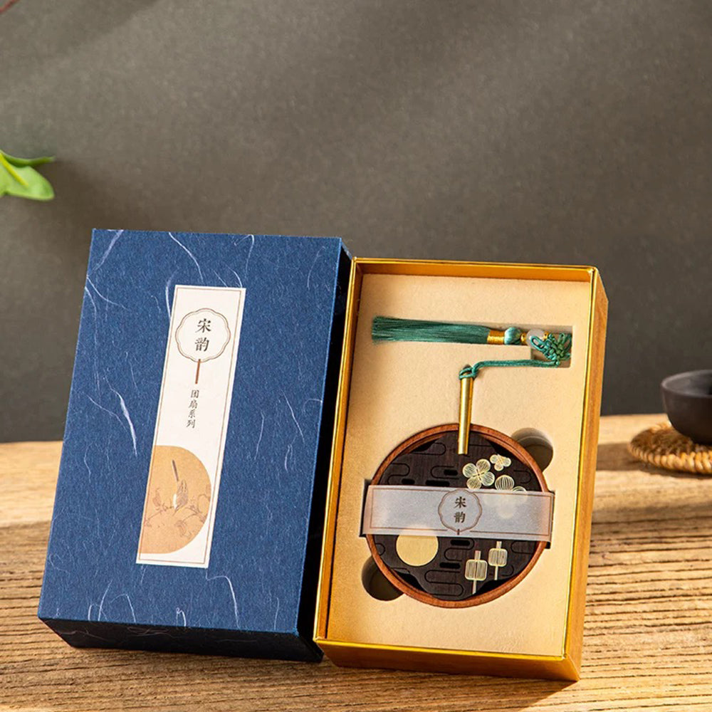 Traditional Fan-shaped Wooden Incense Box