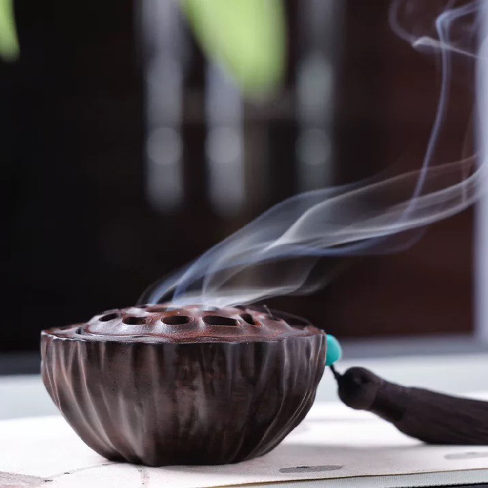 Lotus Seedpot Wooden Incense Burner