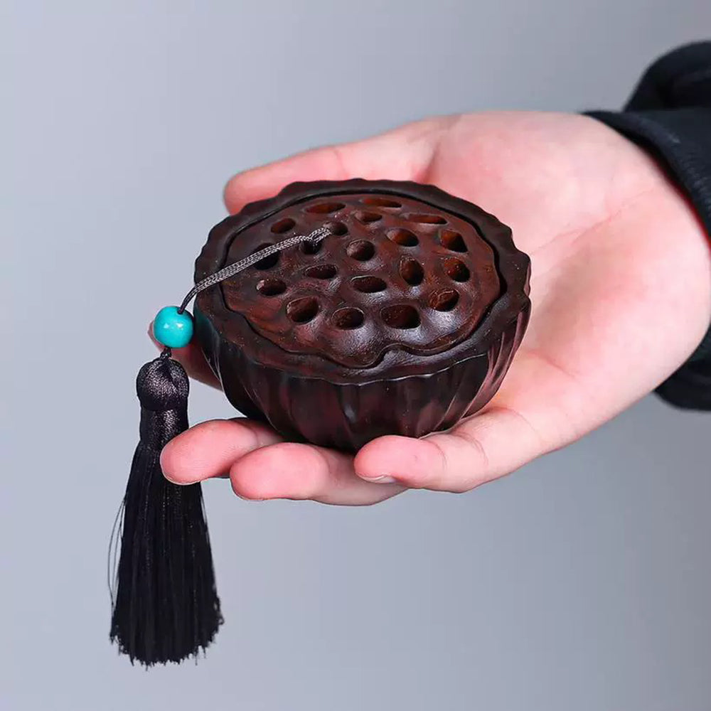 Lotus Seedpot Wooden Incense Burner