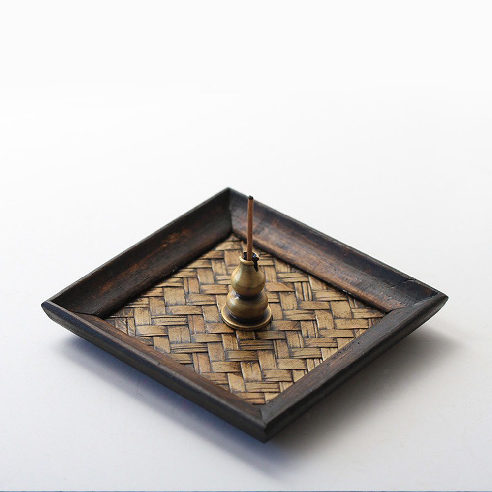 Solid Wood With Handmade Bamboo Incense Holder