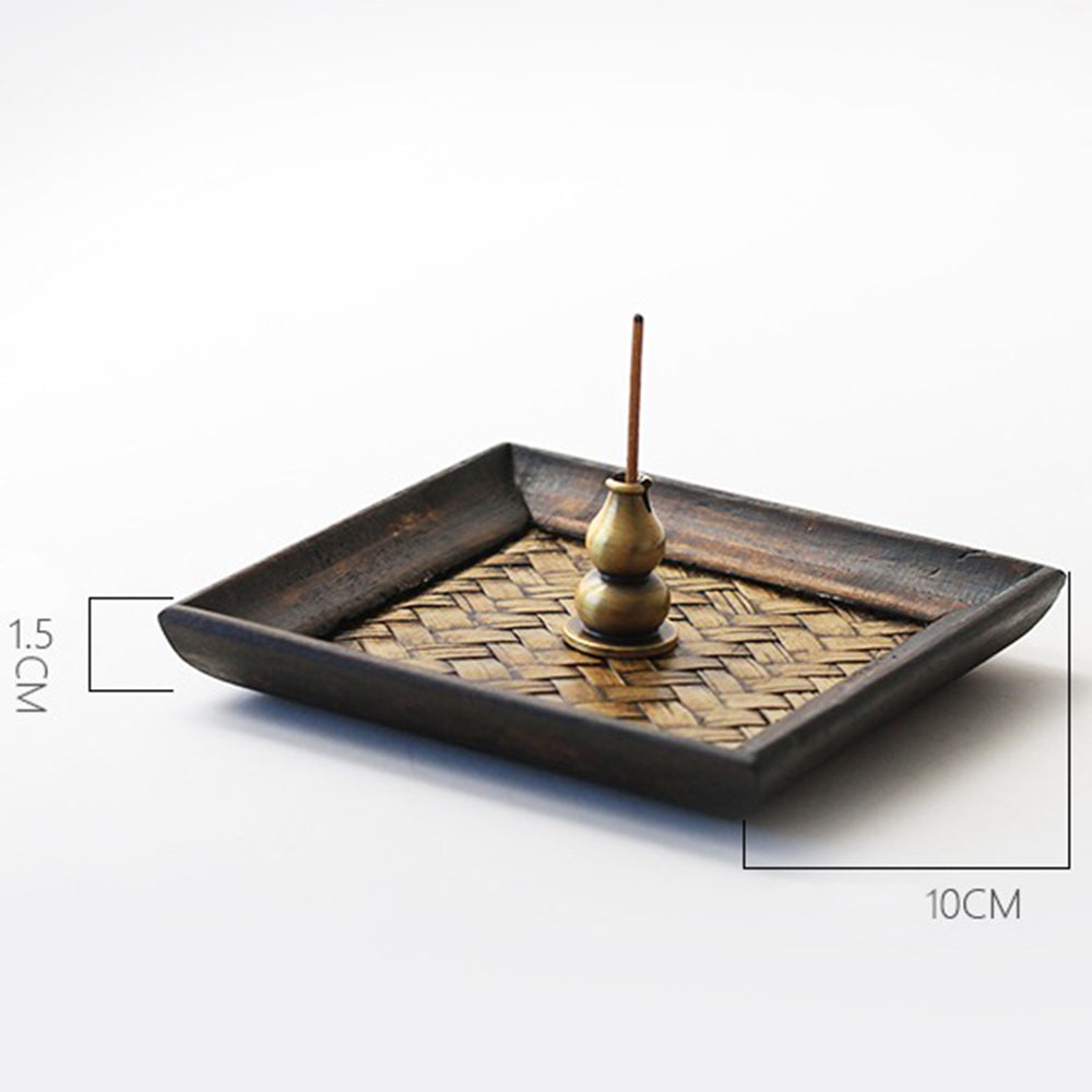 Solid Wood With Handmade Bamboo Incense Holder