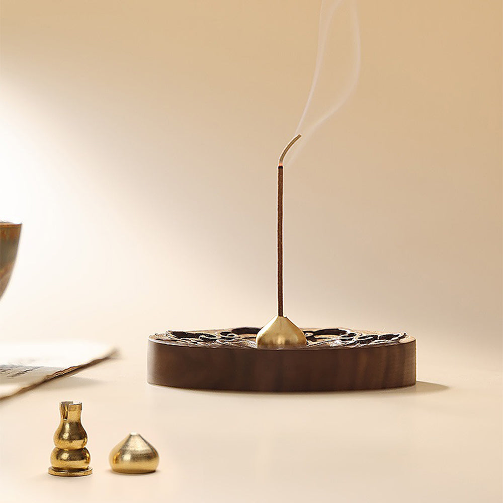Hibiscus Carving Wooden Incense Holder