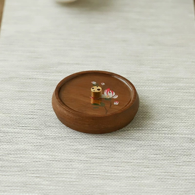Hand-painted Flower Wooden Incense Holder