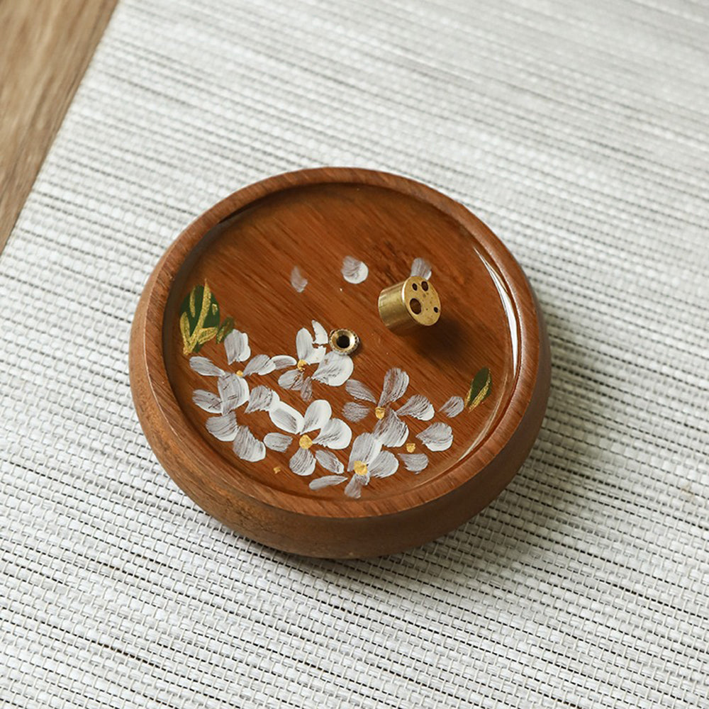 Hand-painted Flower Wooden Incense Holder
