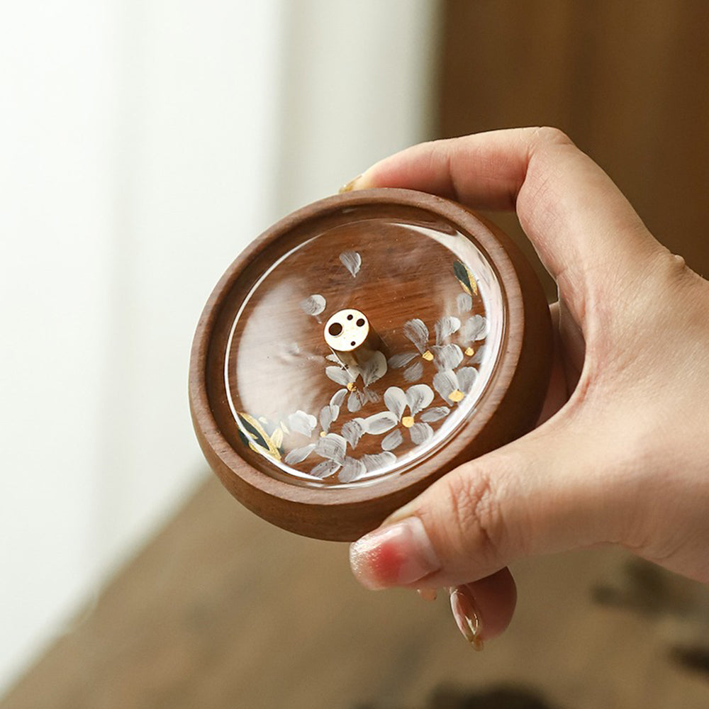 Hand-painted Flower Wooden Incense Holder