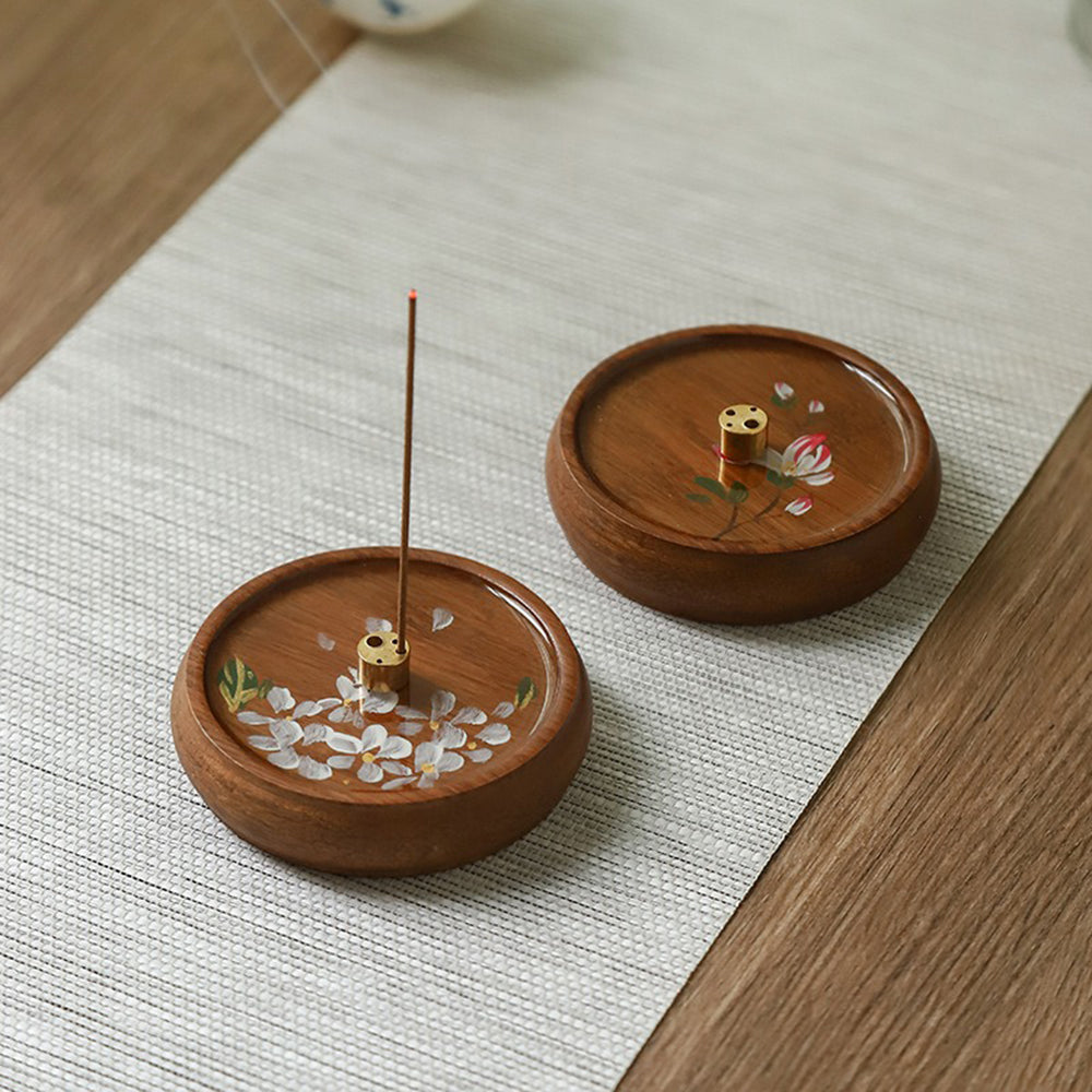 Hand-painted Flower Wooden Incense Holder