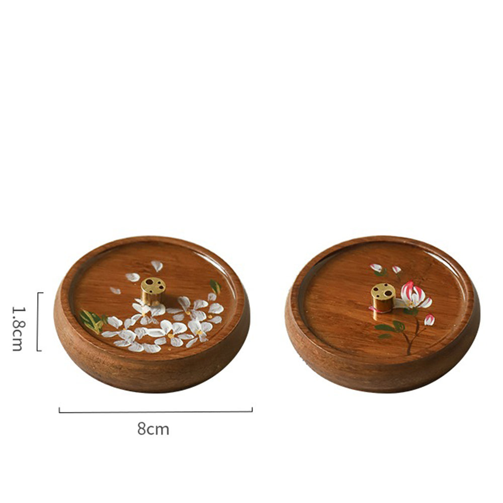 Hand-painted Flower Wooden Incense Holder