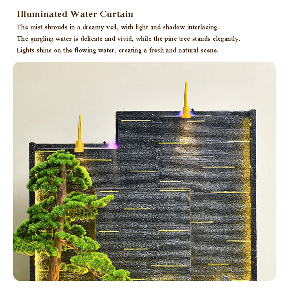 Serene Indoor Waterfall Mountainscape Feature