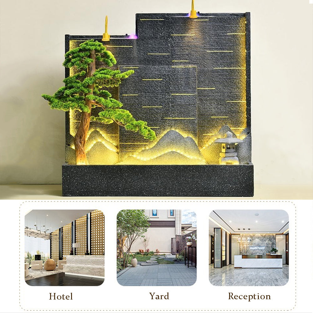 Serene Indoor Waterfall Mountainscape Feature