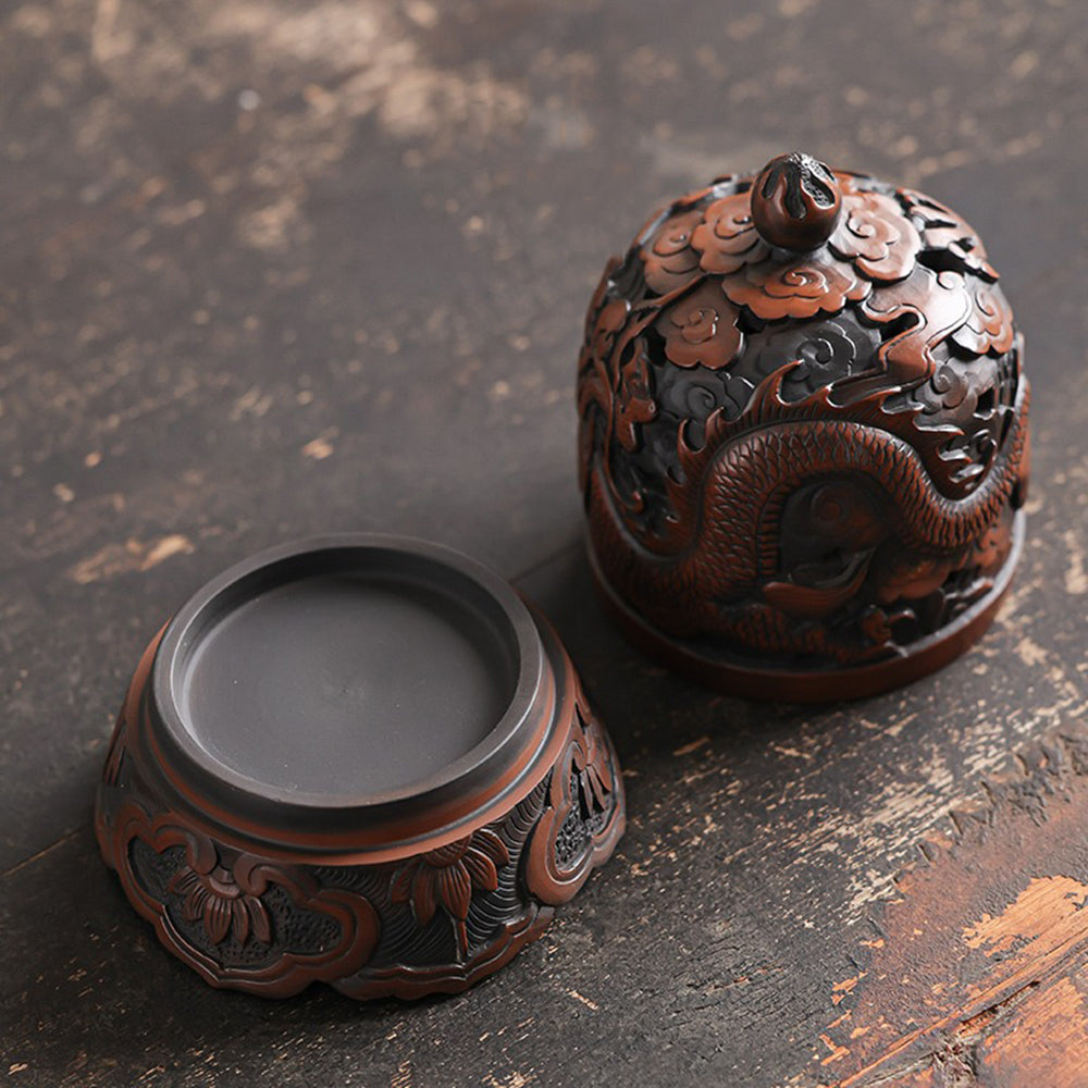 Handmade Purple Clay Dragon Incense Burner