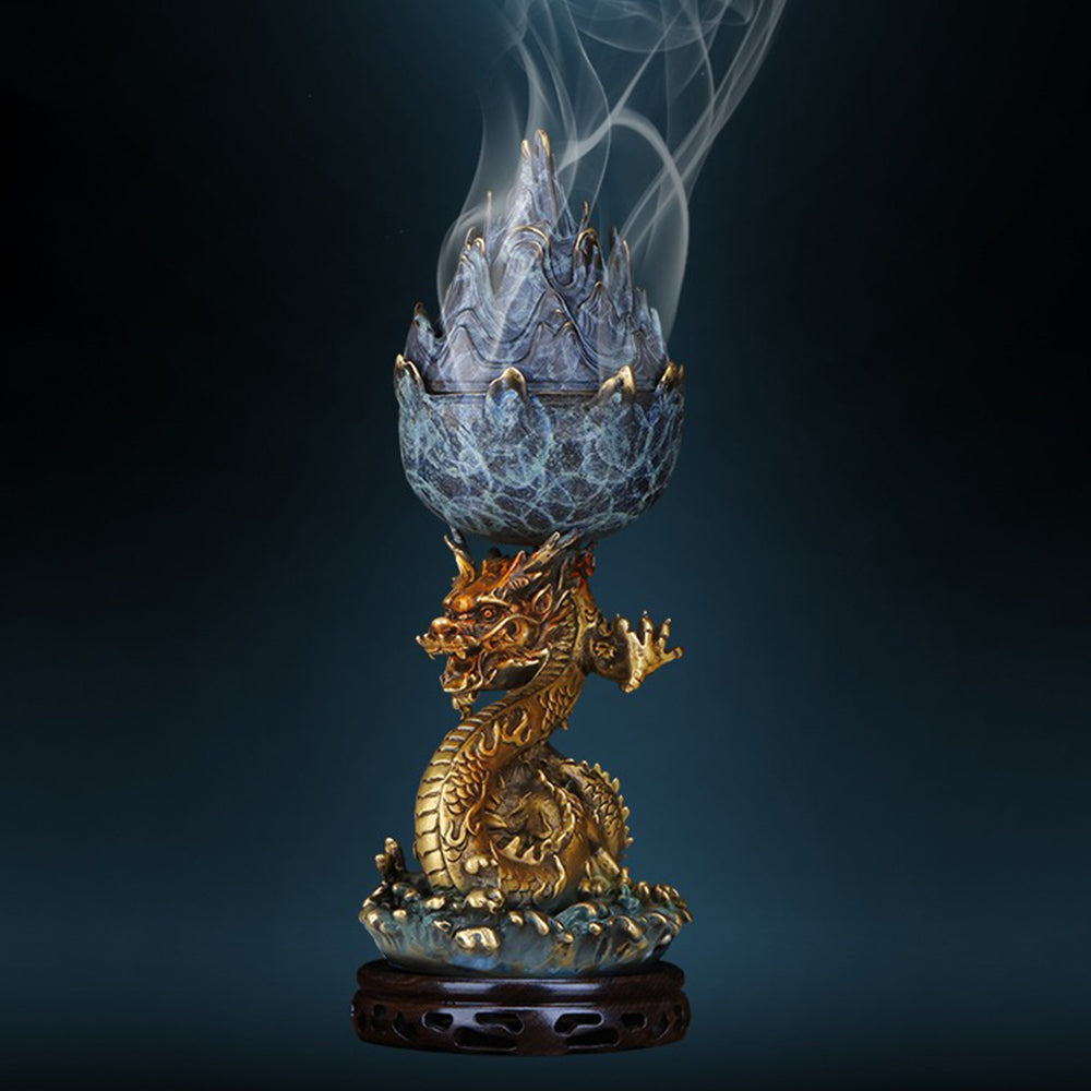 Majestic Dragon And Mountain Incense Burner