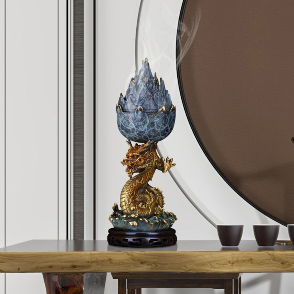 Majestic Dragon And Mountain Incense Burner