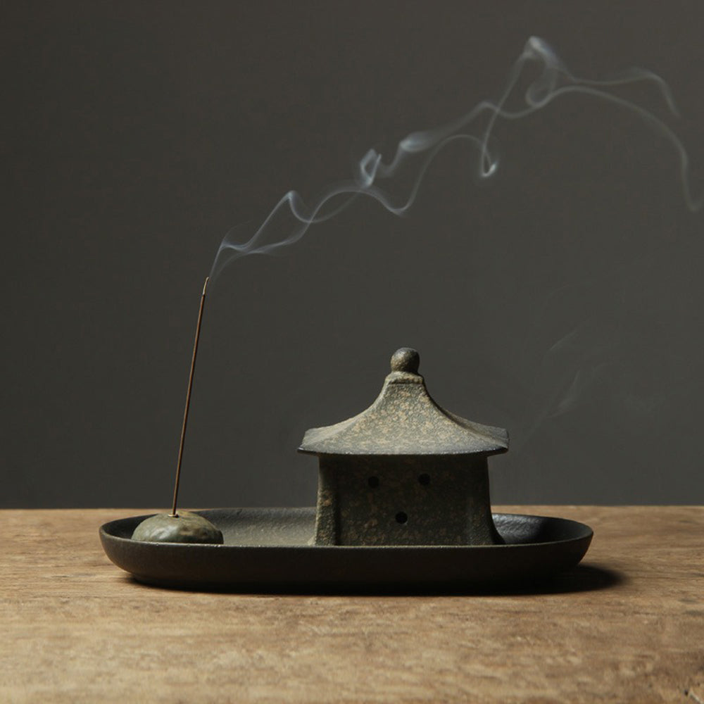Pavilion Japanese Incense Burner With Copper Incense Holder