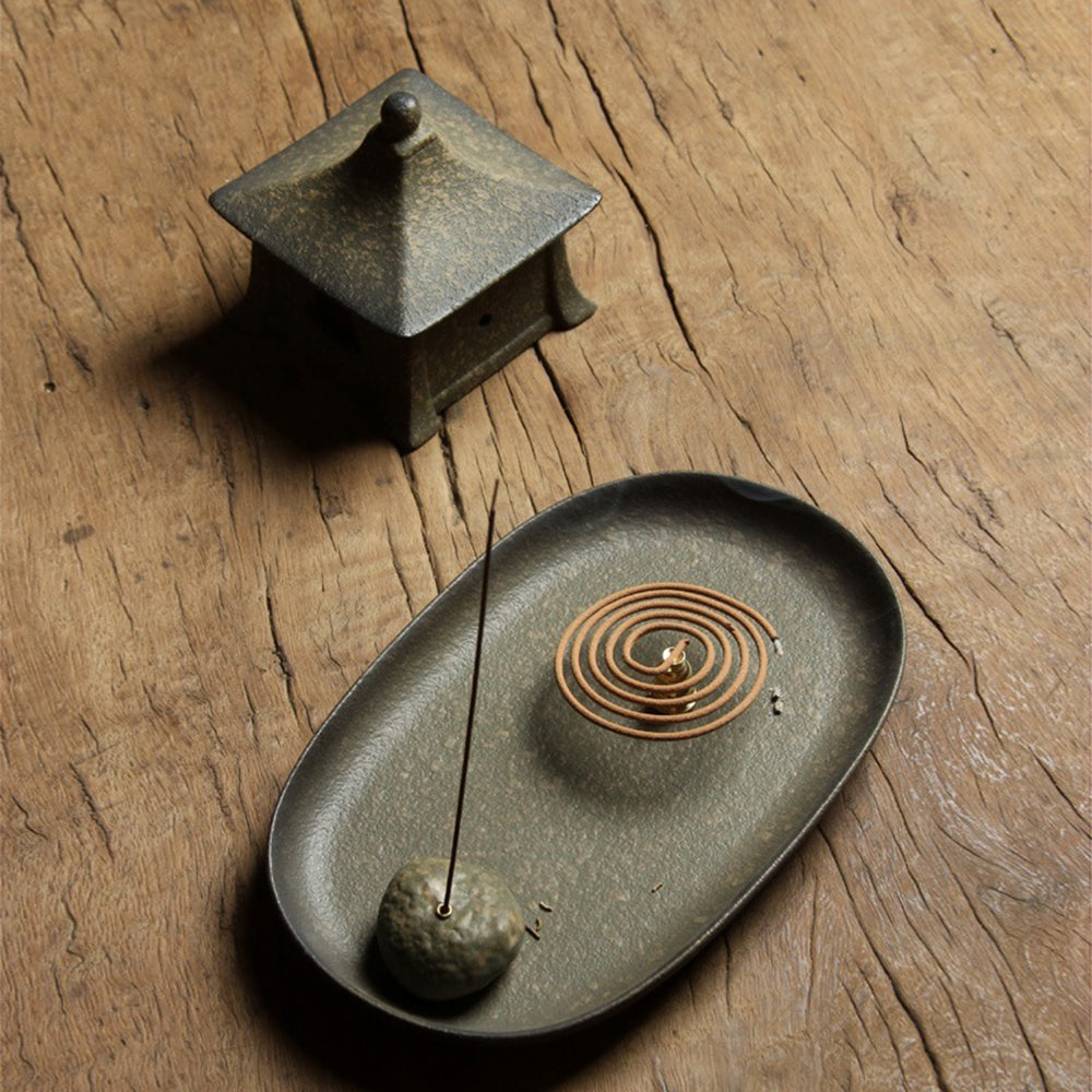 Pavilion Japanese Incense Burner With Copper Incense Holder