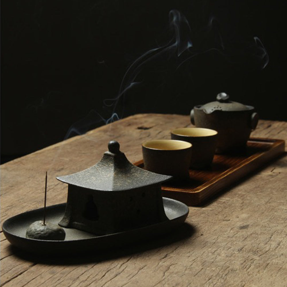 Pavilion Japanese Incense Burner With Copper Incense Holder