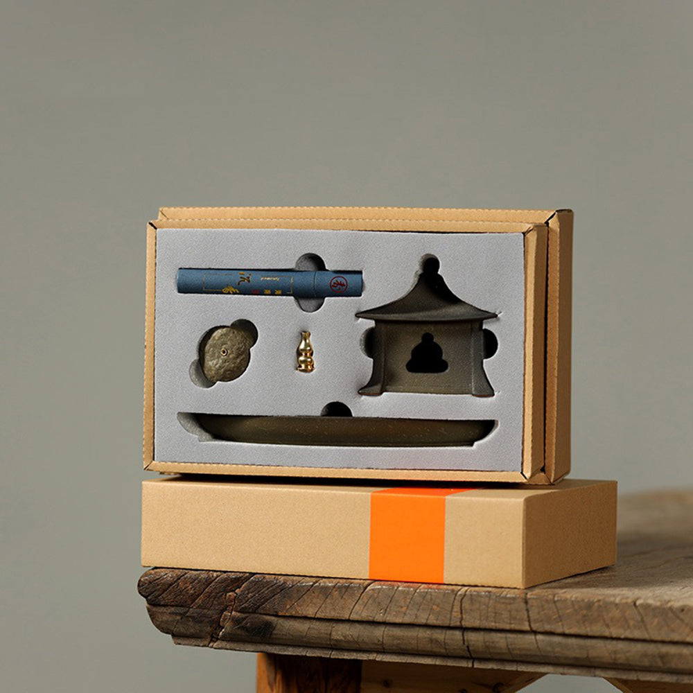 Pavilion Japanese Incense Burner With Copper Incense Holder