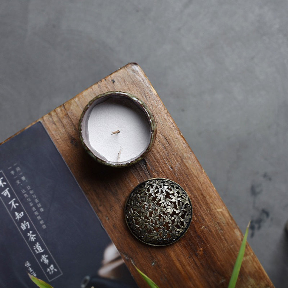Japanese-Style Coarse Pottery Hollow Incense Burner
