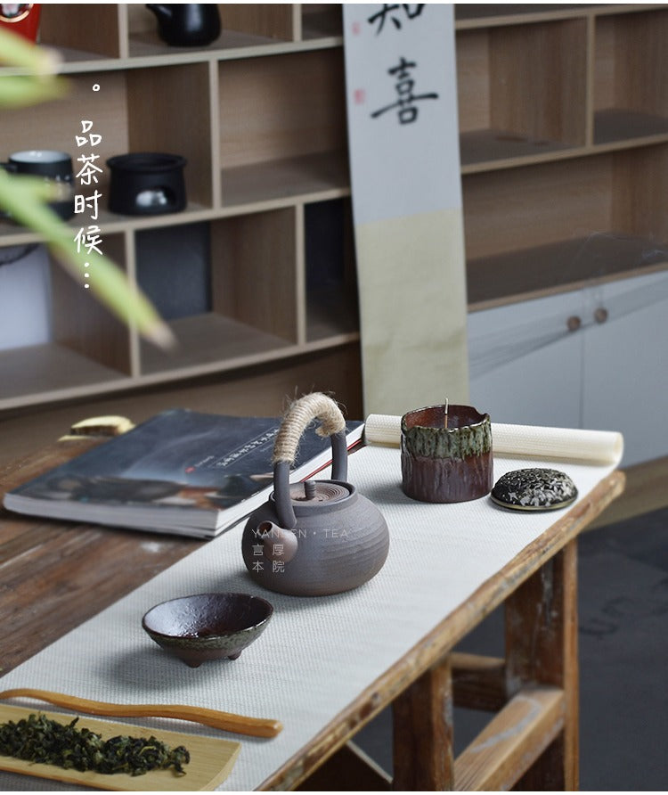 Japanese-Style Coarse Pottery Hollow Incense Burner