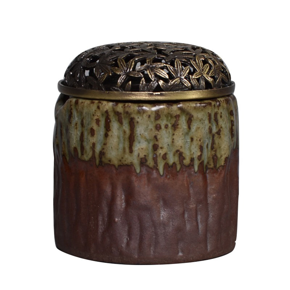 Japanese-Style Coarse Pottery Hollow Incense Burner