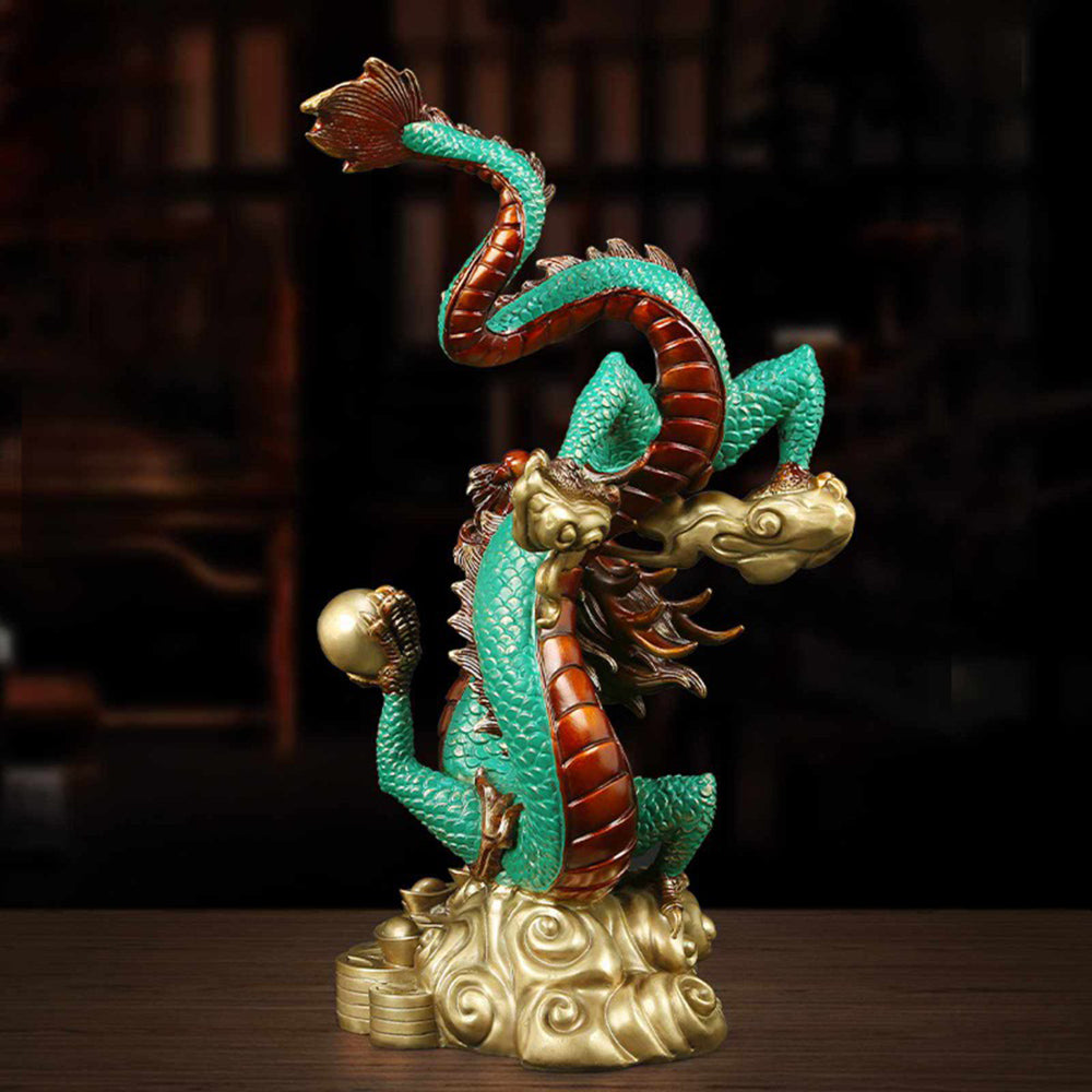 Brass Fortune Dragon Statue