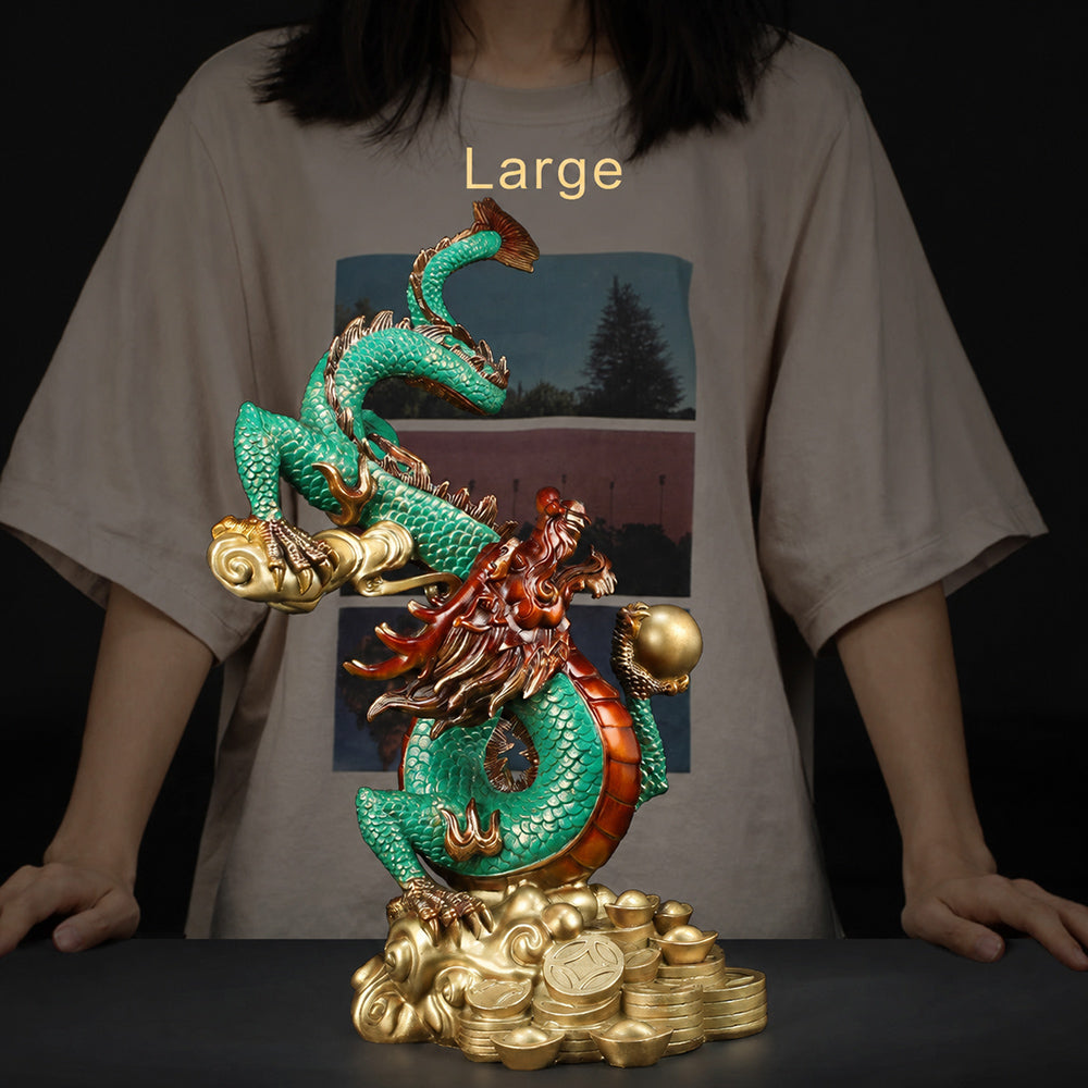 Brass Fortune Dragon Statue
