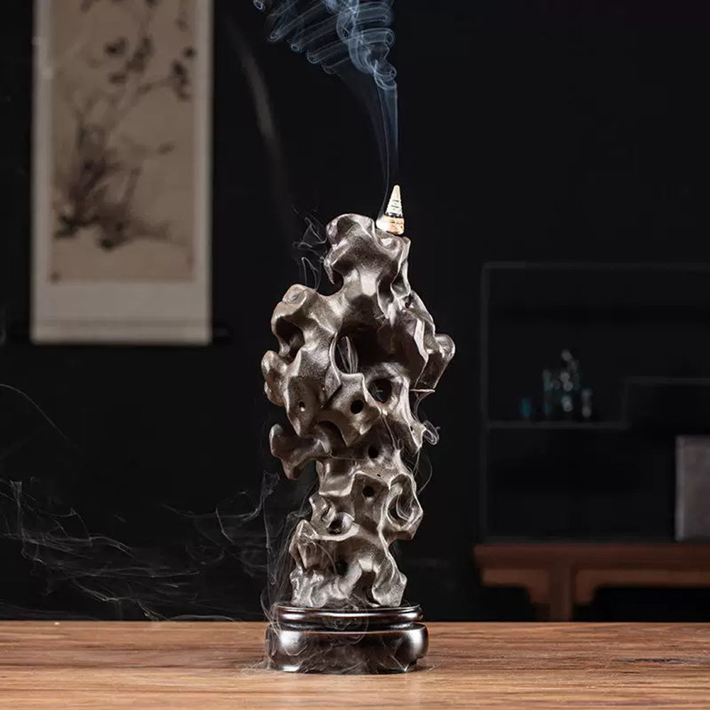 Waterfall Incense Burner With Taihu Stone Design
