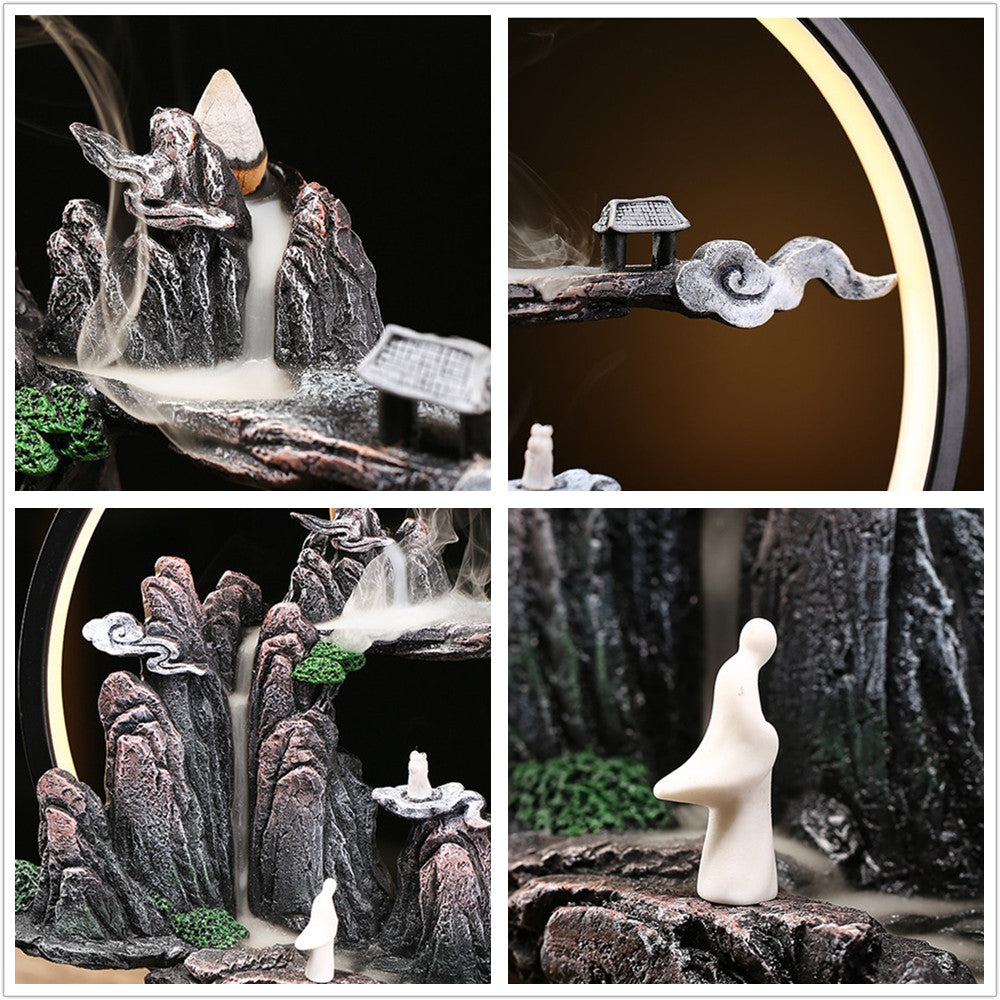Waterfall Incense Burner With Light Design